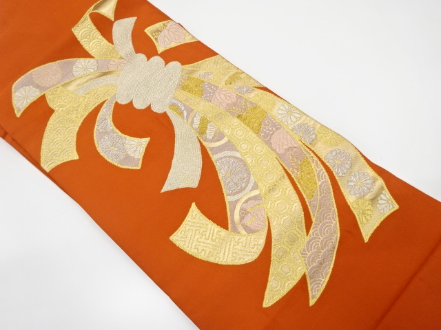 JAPANESE KIMONO / ANTIQUE NAGOYA OBI / SILK / WOVEN NOSHI PATTERN